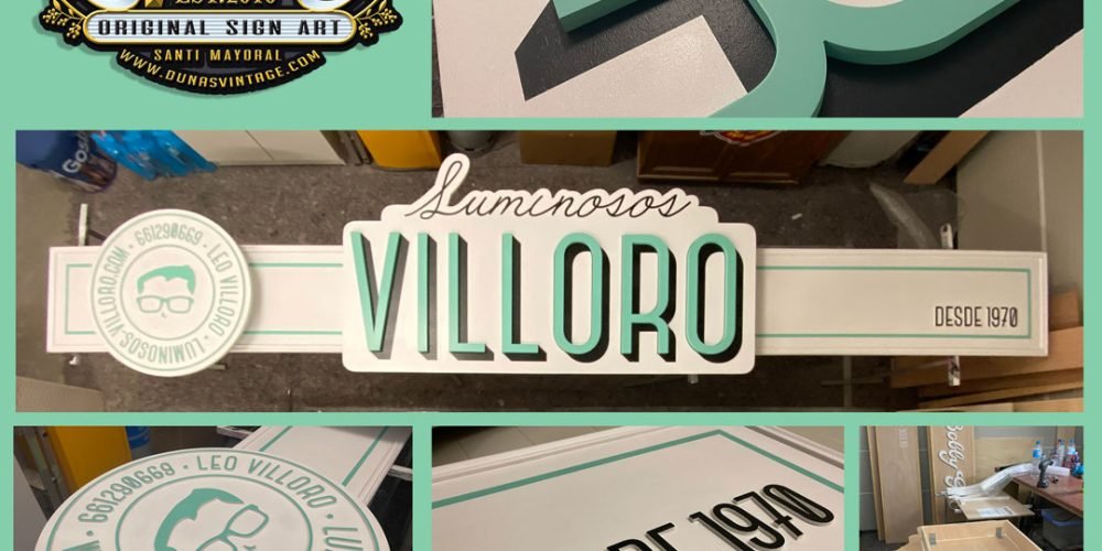 Cartel de Madera LUMINOSOS VILLORO BCN