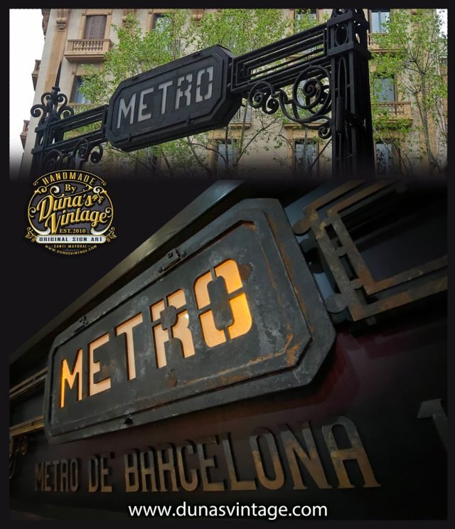 ¿Qué os parece este cartel modernista de 1924, inspirado en la última entrada de metro que queda en pie en Urquinaona, Barcelona?
