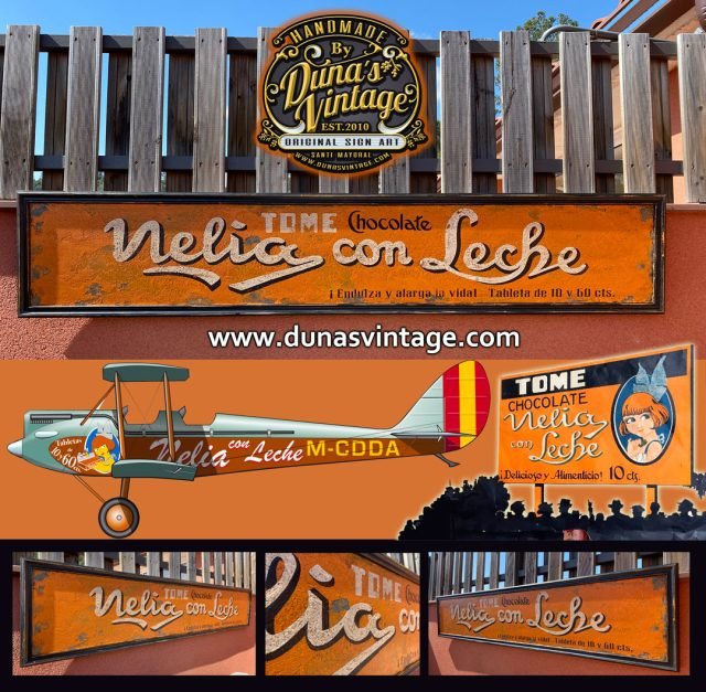 Cartel de Madera Chocolates Nelia 1928.