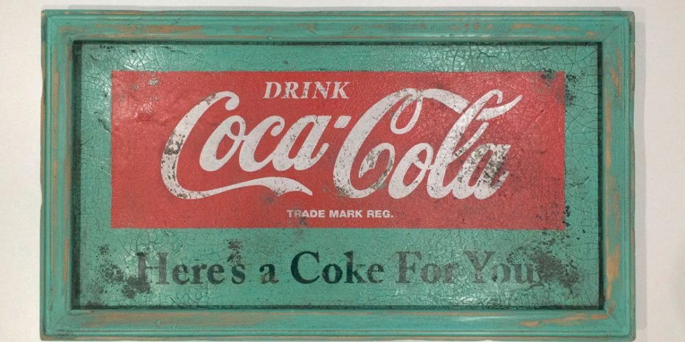 Cartel de Madera Coca-Cola 55 Old.