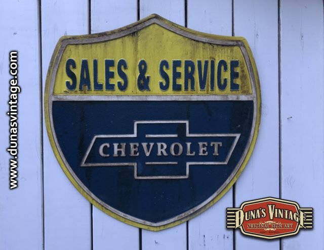 Cartel de madera CHEVROLET SALES & SERVICE
