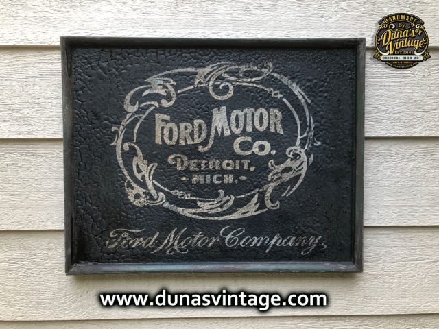 Cartel de Madera Ford Motor Company.