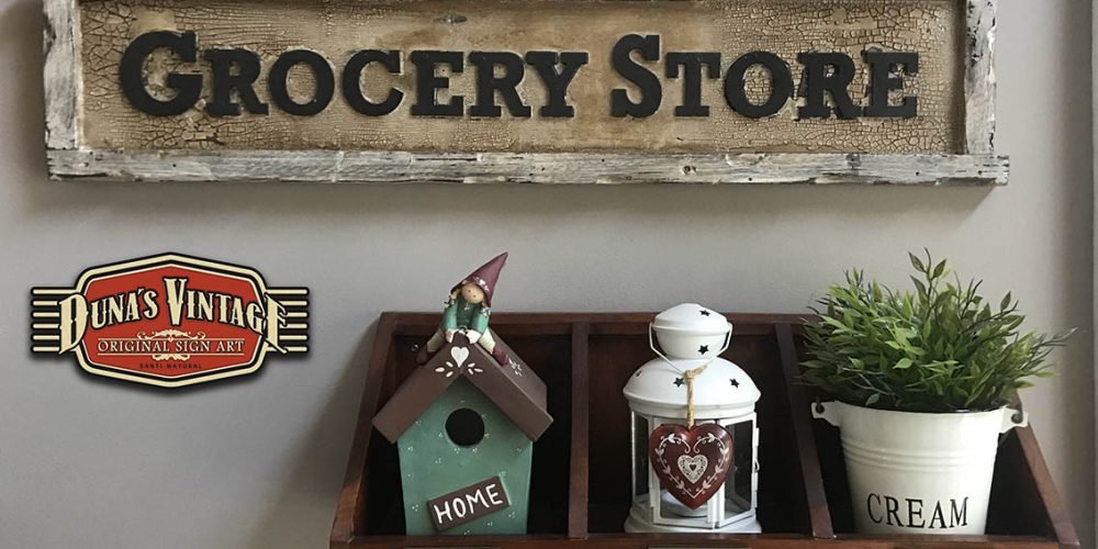 Cartel de Madera GROCERY STORE.