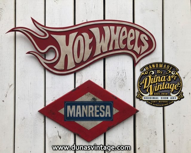 Carteles de Madera Metro Manresa & Hot Wheels.