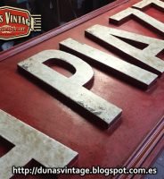 Cartel de Madera LA PIAZZA Cafè Restaurant, Duna´s Vintage.