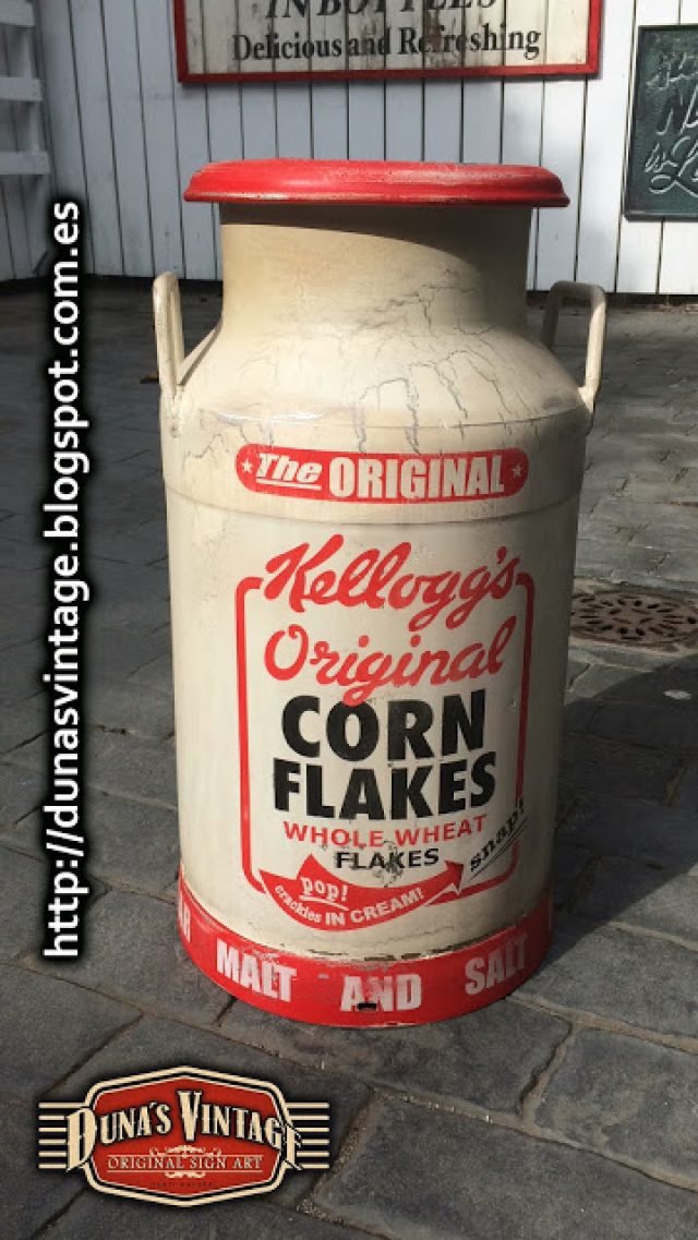 Lechera de aluminio de 30L pintada de la marca Kellogg´s Original