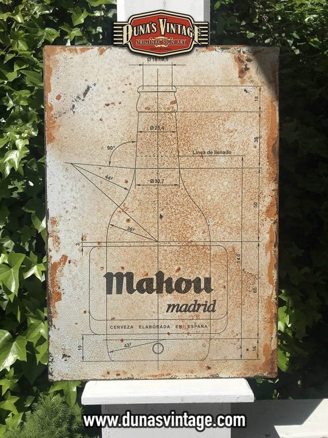 Chapa Metálica Mahou tamaño 35x50cm
