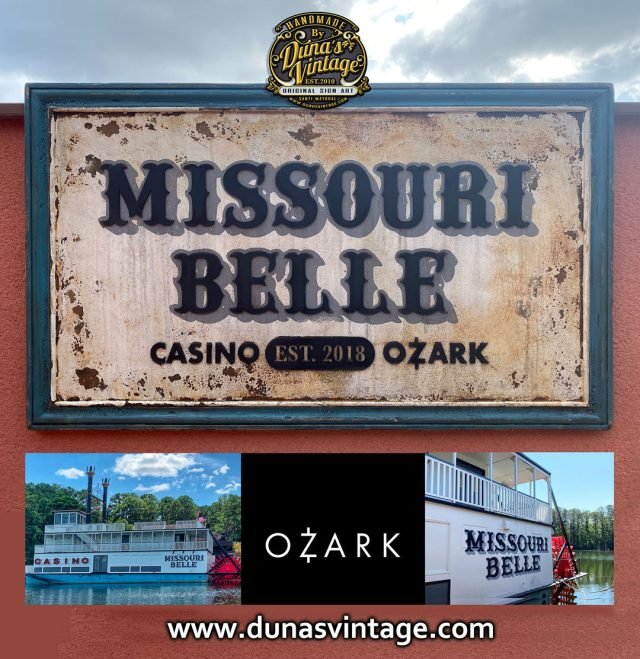 Cartel de Madera MISSOURI BELLE, Casino Ozark.