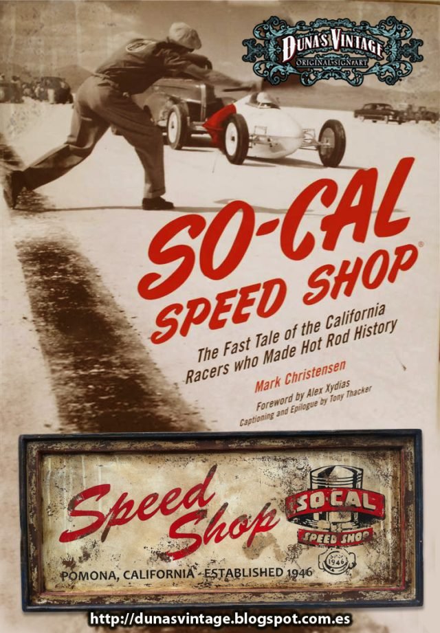 Cartel de madera SPEED-SHOP, SO.CAL, Duna´s vintage