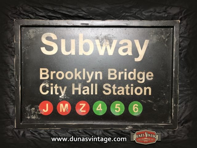 Cartel de Madera Subway Brooklyn Bridge.