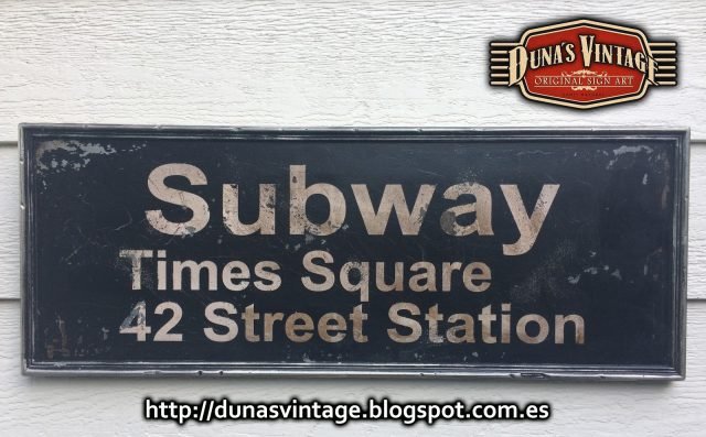 Cartel de madera Subway Times Square,Tamaño 800x300mm Duna´s Vintage