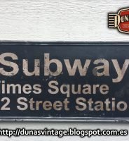 Cartel de madera Subway Times Square,Tamaño 800x300mm Duna´s Vintage