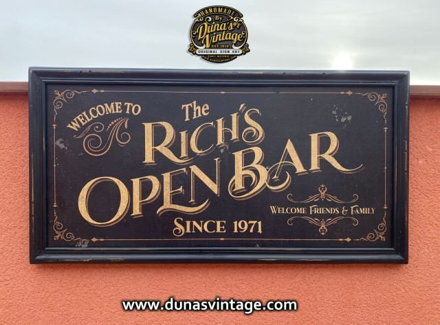 Regalos Originales, Cartel Personalizado  THE RICH´S OPEN BAR.