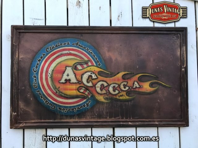 Cartel A.C.C.C.C.A Asociación Cultural Club Coches Clásicos Americanos, Duna´s Vintage.