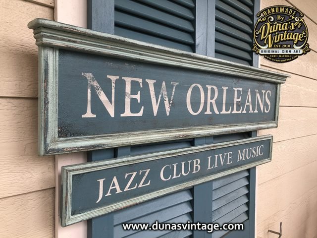Cartel de Madera NEW ORLEANS JAZZ CLUB LIVE MUSIC.