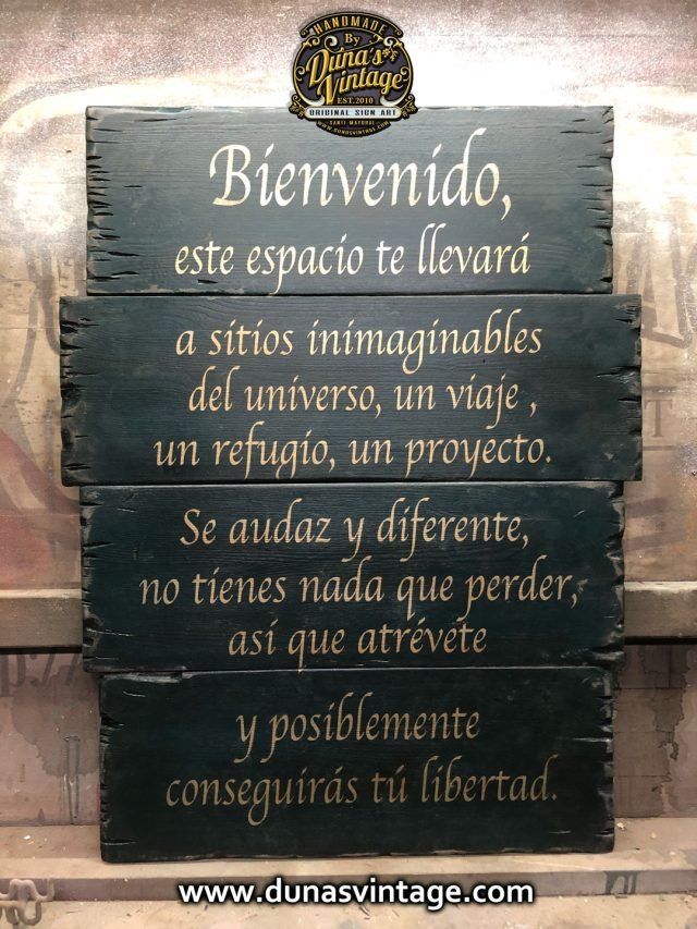 Cartel de Madera Bienvenido.