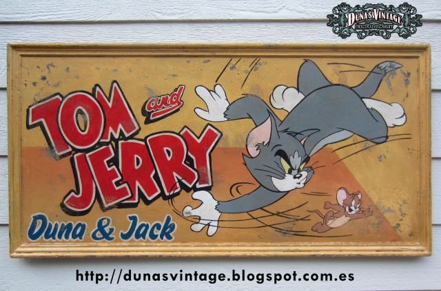 CARTEL DE MADERA TOM and JERRY