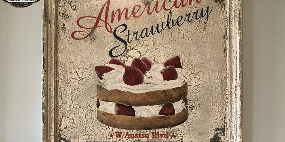 Cartel de Madera American Strawberry .