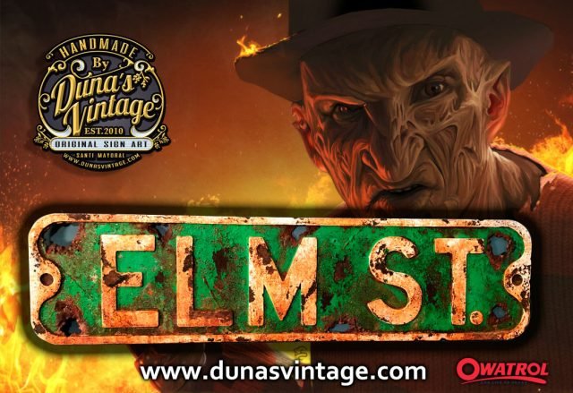Placa de Madera ELM ST. Freddy Krueger Efecto Oxido.