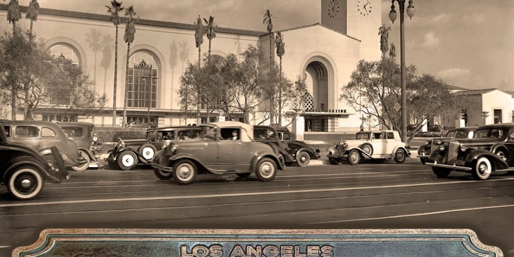 Cartel de Madera Efecto Oro Envejecido, UNION STATION LOS ANGELES.