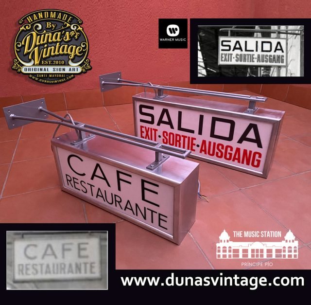 Cajas de luz estilo retro para Warner Music Station.