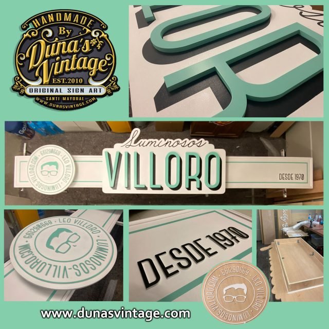 Cartel de Madera LUMINOSOS VILLORO BCN