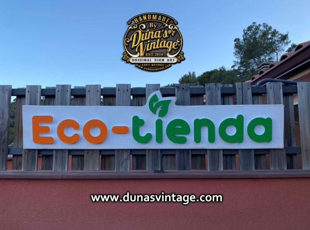 Carteles de Madera Eco-Tienda y Organic Shop.
