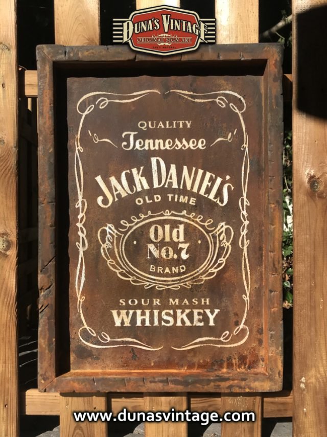 Cartel de madera efecto metal oxidado JACK DANIEL´S.