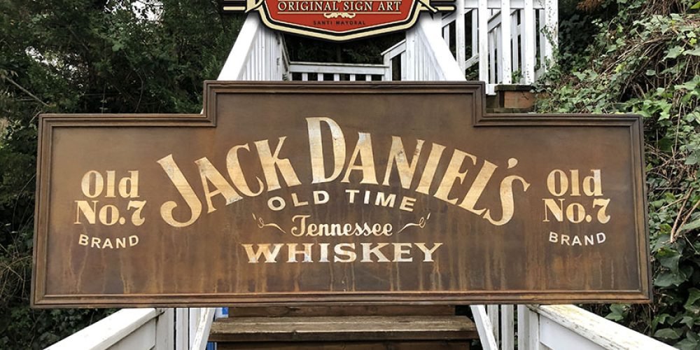 Cartel de Madera Jack Daniel´s Whiskey efecto oxido.