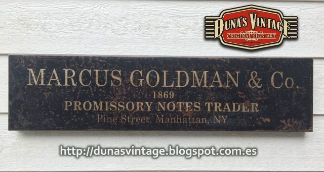 Réplica Cartel Metálico Marcus Goldman & Co 1869, Duna´s Vintage. (República Checa)