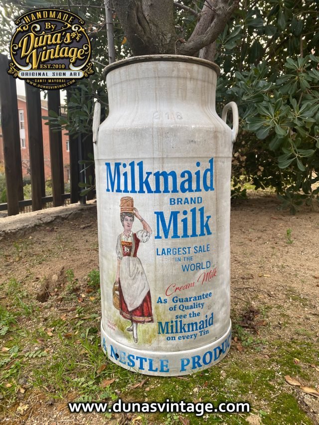 Lechera de Aluminio 40L. Milkmaid Brand Milk.