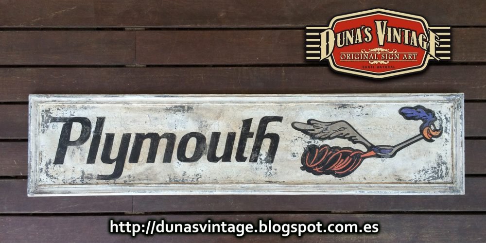 Cartel de madera Plymouth Road Runner, 1250x300mm, Duna´s Vintage.