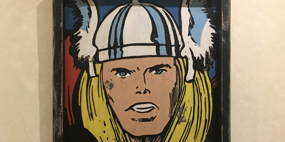 Cartel de Madera Superhéroes Vintage Thor.