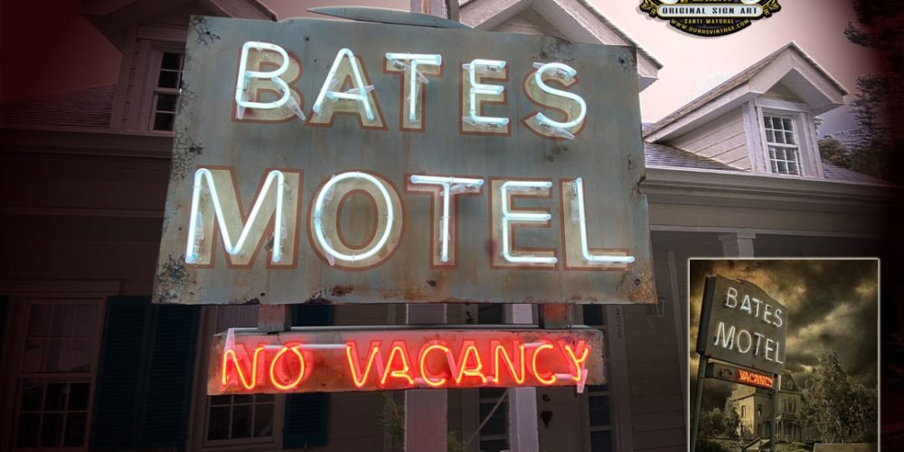 Cartel de Madera BATES MOTEL NEON