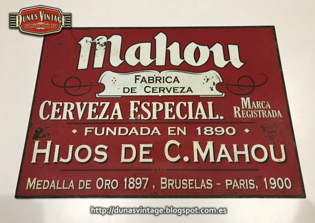 MAHOU CERVEZAS Placas Vintage Metálicas tamaño 700x500mm.
