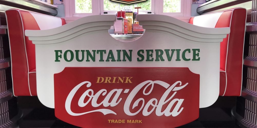 Cartel de madera Coca-Cola Fountain Service White ´50.