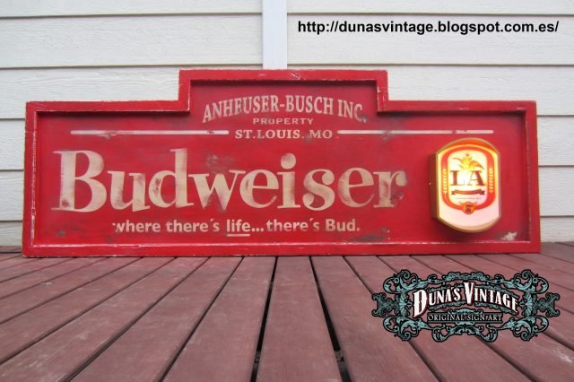 Cartel de Madera Budweiser LA 50