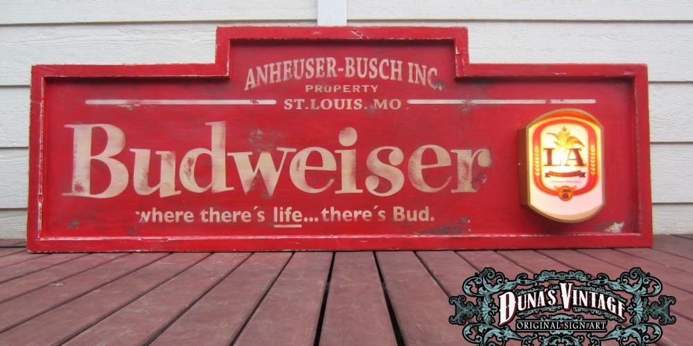 Cartel de Madera Budweiser LA 50