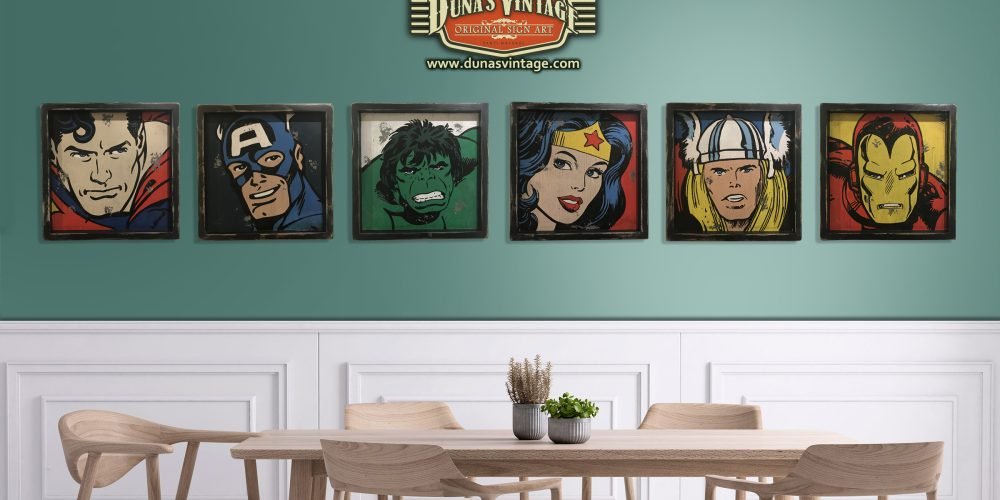 Colección Carteles Superhéroes tamaño 55x55cm.