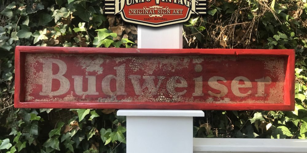 Cartel de Madera de la marca BUDWEISER tamaño 18x79cm