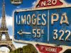 Placa de Señalización en Madera LIMOGES/PARIS.