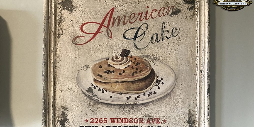 Cartel de Madera American Cake.