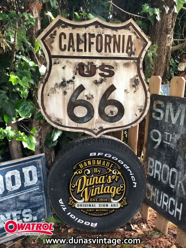 ESCUDO BAJO RELIEVE EN MADERA CALIFORNIA US 66