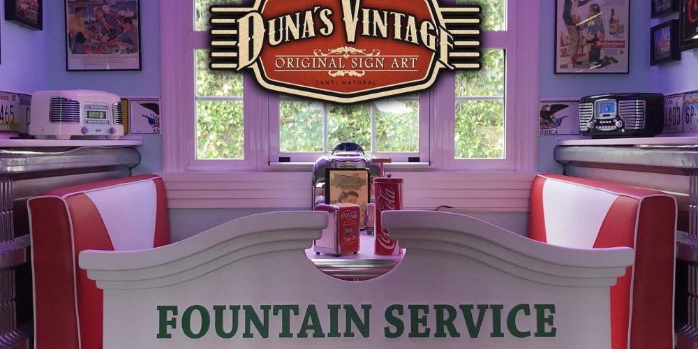 Cartel de Madera Coca-Cola Fountain Service White ´50.