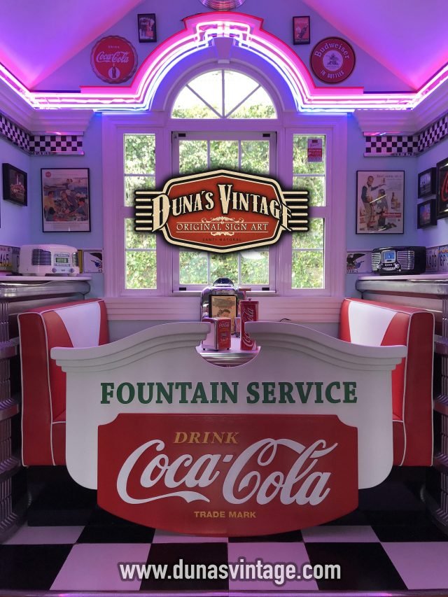 Cartel de Madera Coca-Cola Fountain Service White ´50.