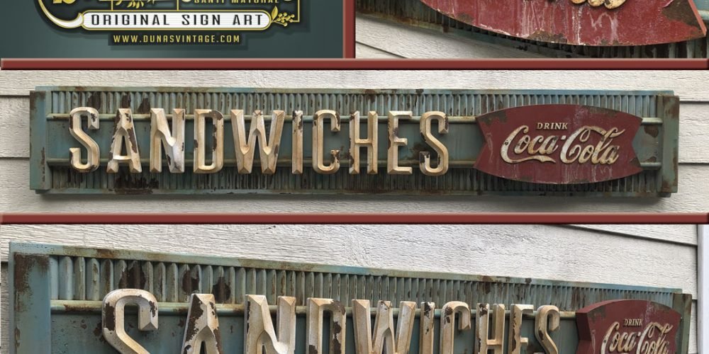 ¡¡THE BEST!! Cartel de Madera Coca-Cola Sandwiches