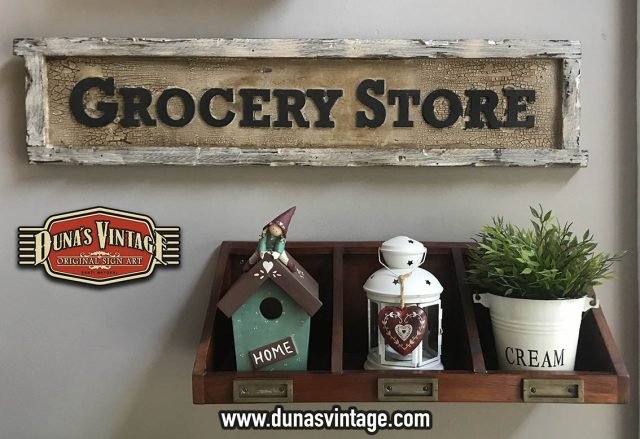 Cartel de Madera GROCERY STORE.