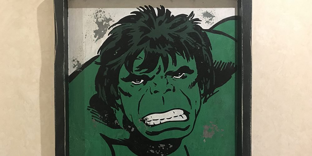 Cartel de Madera Superhéroes Vintage Hulk.