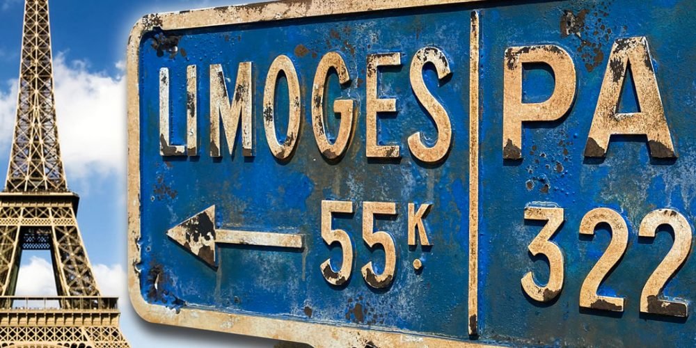 Placa de Señalización en Madera LIMOGES/PARIS.