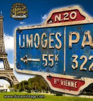Placa de Señalización en Madera LIMOGES/PARIS.